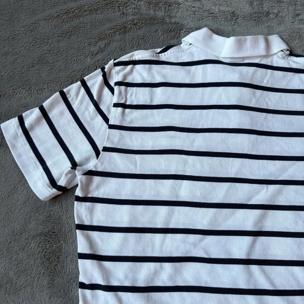 Polo Ralph Lauren Mens White w/Black Stripe Short Sleeve Pocket Size L Preppy